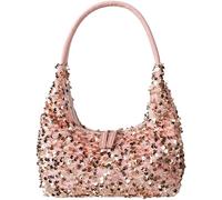BIBTOO Sparkly Shoulder Bag Purse for Women Bling Sequin Tote Bags Trendy Crescent Evening Bag Hobo Handbag Clutch(Pink)