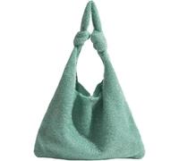 BIBTOO Sparkly Y2k Purse for Women Cute Evening Shoulder Bag Shiny Top-handle Tote Bags Knotted Party Clutch Handbag(Green)