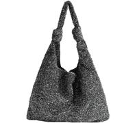 BIBTOO Sparkly Y2k Purse for Women Cute Evening Shoulder Bag Shiny Top-handle Tote Bags Knotted Party Clutch Handbag(Black)