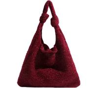 BIBTOO Sparkly Y2k Purse for Women Cute Evening Shoulder Bag Shiny Top-handle Tote Bags Knotted Party Clutch Handbag(Dark Red)