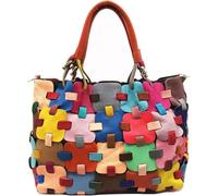 BIBTOO Square Geometric Women's Bag Leather Design Ladies's Multi-color Tote Handbag Fashion Handbags(Multi-color)