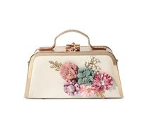 BIBTOO Women Handbag Evening Clutch Bag Purses 3D Flower Decorative Chain Shoulder Bag Formal Handbag for Wedding/Prom(White)