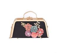 BIBTOO Women Handbag Evening Clutch Bag Purses 3D Flower Decorative Chain Shoulder Bag Formal Handbag for Wedding/Prom(Black)