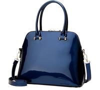 BIBTOO Women Handbag Patent Leather Top Handle Purse Glossy Shoulder Bag Work Evening Party Shopper Crossbody Satchels(Blue)
