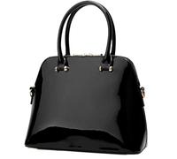 BIBTOO Women Handbag Patent Leather Top Handle Purse Glossy Shoulder Bag Work Evening Party Shopper Crossbody Satchels(Black)
