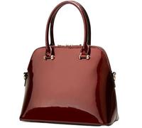 BIBTOO Women Handbag Patent Leather Top Handle Purse Glossy Shoulder Bag Work Evening Party Shopper Crossbody Satchels(Burgundy)