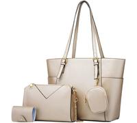BIBTOO Women Handbags and Purses Set Faux Leather Tote Bags Chain Crossbody Shoulder Bag Satchel Handbag Wallet 4 Pcs Set(Gold)