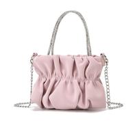 BIBTOO Women Pleated Clutch Evening Handbag for Parties Soft Vegen Leather Shoulder for Women Chain Crossbody Purple(Pink)