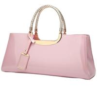 BIBTOO Women PU Patent Leather Tote Handbag(Pink)