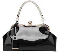 BIBTOO Women Retro Top Handle Handbag(Black)