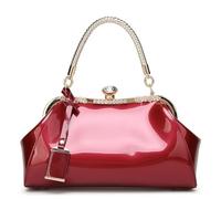 BIBTOO Women Retro Top Handle Handbag(Burgundy)