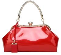 BIBTOO Women Retro Top Handle Handbag(Red)