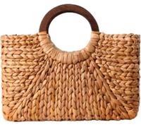 BIBTOO Women Tote Bags Summer Beach Bag Handmade Rattan Straw Ladies Handbag Simple Straw Large Capacity(Khaki)