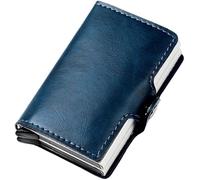 BIBTOO Women's Automatic Business Credit Card Holder Id Badge Holder Card Case Smart PU Leather Mini Metal Wallet(2)