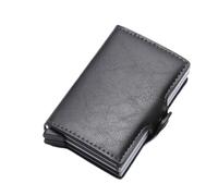 BIBTOO Women's Automatic Business Credit Card Holder Id Badge Holder Card Case Smart PU Leather Mini Metal Wallet(5)