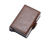 BIBTOO Women's Automatic Business Credit Card Holder Id Badge Holder Card Case Smart PU Leather Mini Metal Wallet(4)