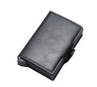 BIBTOO Women's Automatic Business Credit Card Holder Id Badge Holder Card Case Smart PU Leather Mini Metal Wallet(3)