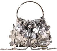 BIBTOO Women's Glitter Sequin Mini Shoulder Glitter Purse Crossbody Evening Tote Handbag Clutch Bag Glitter Shoulder Bags(Silver)