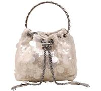 BIBTOO Women's Glitter Sequin Mini Shoulder Glitter Purse Crossbody Evening Tote Handbag Clutch Bag Glitter Shoulder Bags(White)