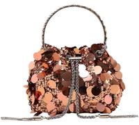 BIBTOO Women's Glitter Sequin Mini Shoulder Glitter Purse Crossbody Evening Tote Handbag Clutch Bag Glitter Shoulder Bags(Rose)