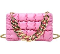 BIBTOO Women's Retro Lattice Envelope Crossbody Bag Chain Shoulder for Women Vintage Clutch Purse Handbag Satchel Bags Totes(Bright Pink)