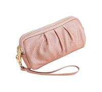 BIBTOO Wristlet Wallet for Women Genuine Leather Cell Phone Clutch Purse Zipper Coin Pouch(Pink)