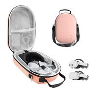bibuks Hard Carrying Case Compatible with Oculus Meta Quest 3/3S,VR Headset Elite Strap and Touch Controller Accessories Carry Case,Hard Shell Travel Storage Bag (Pink)