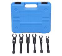 Bibulkoye 6Pcs Long Flex Head Crows Foot Line Wrench Set 3/8in Drive Derv Injector Fuel Line Socket Metric Crowfoot Wrenches for 12-19mm Nuts with Storage Box
