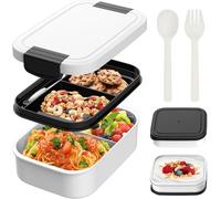 BIBURY Lunch Box, Upgraded Leakproof Bento Box for Kids Adults, Lunchbox with 4 Compartments, Cutlery and 2 Sauce Pot Set, BPA Free, Microwave and Dishwasher Safe Snack Box Sandwich Box, 1.9L
