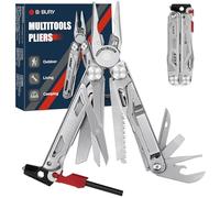 BIBURY Multitools, Camping Multi Tool Foldable Pliers with Upgraded Scissors and Hammer, Stainless Steel Multitools with Nylon Pouch, Ideal for Outdoor, Hiking - Gift for Dad Men Christmas Gifts