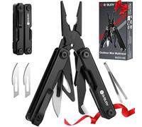 BIBURY Multitools, EDC Mini Pocket Tool, Foldable Pliers with Window Breaker, Multi Tool for Emergency and Daily Use, Birthday Gifts for Men Women, EDC Gadgets Stocking Fillers Gifts for Men Dad-Black