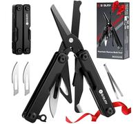 BIBURY Multitools, Keychain EDC Mini Pocket Tool, Foldable Scissors with Window Breaker, Multi Tool for Emergency and Daily Use, EDC Gadgets Stocking Fillers Birthday Gifts for Men Dad Women -Black