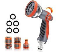 BIBURY Upgraded Garden Hose Pipe Spray Gun Set with Connector, 10 Adjustable Patterns Spray Nozzle with Thumb Switch, Anti-Slip Design, Perfect for Car Washing, Pet Showering, Cleaning, Watering Lawn