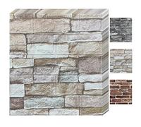 Bibykivn 3D Brick Wallpaper, 10 Pieces Vintage Self Adhesive Wallpaper, 35 x 38 cm, Modern Design, Waterproof, for Kitchen, Bathroom, Living Room, Salon, Office (Rink Colour)