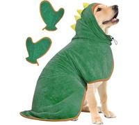 Bibykivn Dog Bathrobe, Microfiber Dog Bathrobe, Clothing Soft Towel for Dinosaur Animals, Drying Your Dog After Swimming and Bathing (Green, L)