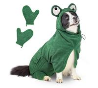 Bibykivn Microfibre Dog Bathrobe, Dog Bathrobe, Quick Drying Absorbent Coat with Adjustable Velcro for Pets and Cats (Frog, M)