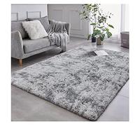 Bibykivn Rug Living Room High Pile Rugs Washable, 140 x 200 cm Modern Long Pile Rugs Non-Slip Underside Carpet, Soft Rug Large (Light Grey, 140 x 200 cm), DT291