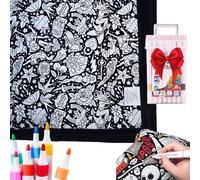 BibYuga DIY Coloring Blanket With 24 Markers, Colouring Blanket For Adults, Soft Cozy Fleece Drawing Throw, Creative Home Decor & Personalized Gift 50x60 Inch