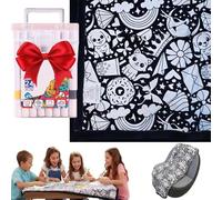 BibYuga DIY Coloring Blanket With 24 Markers, Colouring Blanket For Adults, Soft Cozy Fleece Drawing Throw, Creative Home Decor & Personalized Gift 50x60 Inch