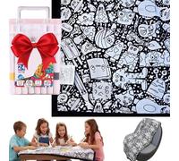 BibYuga DIY Coloring Blanket With 24 Markers, Colouring Blanket For Adults, Soft Cozy Fleece Drawing Throw, Creative Home Decor & Personalized Gift 50x60 Inch