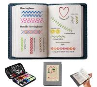 BibYuga Embroidery Stitch Book for Beginner Sewing Enthusiast, DIY Sewing Embroidery Books Kit with Needle Thread Tool, Compact Portable for Beginners & Adults (2, b Thickened)