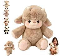 BibYuga Highland Cow Plush, Cute Running Cow Plush Running Cow Stuffed Animal for Birthday Gifts Comforting Companion Stress Relief Room Decor (Lamb Brown)