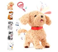 BibYuga Interactive Electronic Walking & Barking Dog Toy, Plush Puppy with Realistic Sounds, Tail Shaking & Voice Repeat, Remote Control Gift for Kids Ages 3-7 for Christmas & Birthday