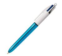 BIC - 1 pen 4 colours shine - white/metallic blue barrel - 4 classic colours