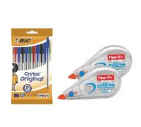 Bic 10x Cristal Original Ballpoint Pens & Tipp-Ex Mini Correction Tape, 2 Pack Bic Multicolor