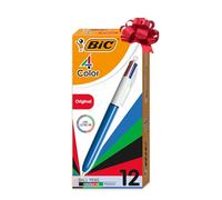 Bic,12 Count (Pack of 1),MM11 4-Color Ballpoint Pen, Medium Point (1.0mm), Assorted Inks, 12-Count, red