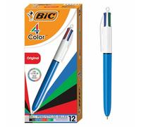 Bic,12 Count (Pack of 1),MM11 4-Color Ballpoint Pen, Medium Point (1.0mm), Assorted Inks, 12-Count, red