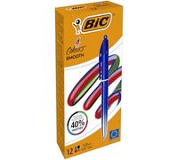 BIC 4 Colours Pro Ballpoint Pen - Retractable - Medium Tip - Blue Barrel - Pack of 12