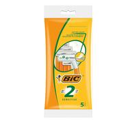 BIC 2 Sensitive Disposable Razor Twin Blade - Close Shave, Ergonomic Orange Handle