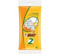 BIC 2 Sensitive Disposable Razors for Men, Twin Blade, Pack of 5